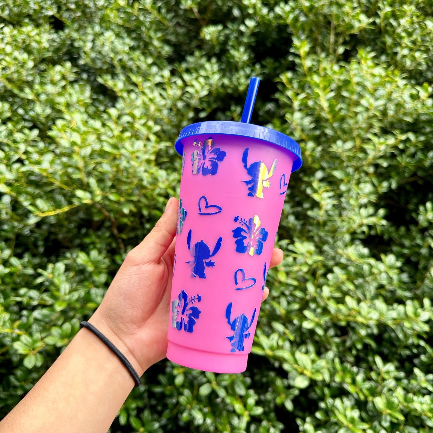 Pink n Blue Stitch Vinyl Cups