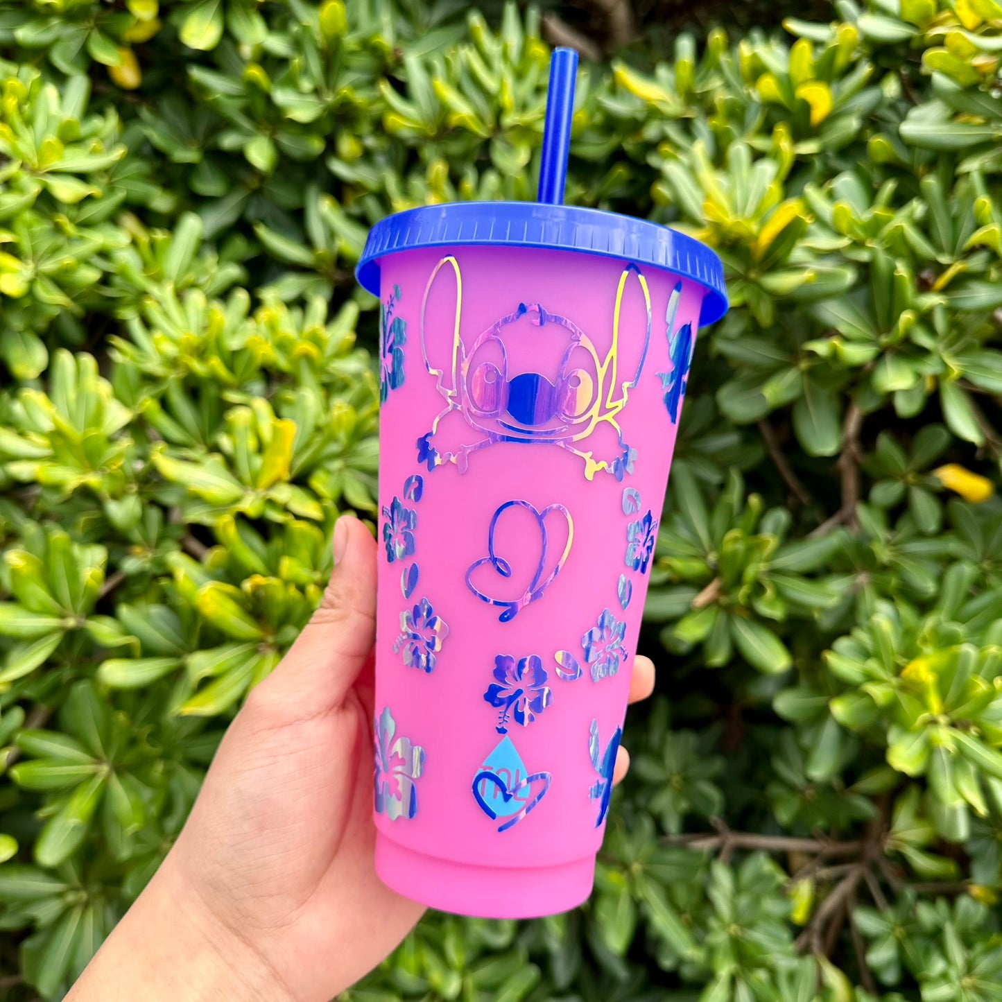 Pink n Blue Stitch Vinyl Cups